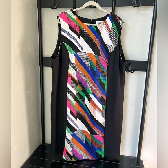 Calvin Klein sheath scuba abstract dress Plus size 18 - Picture 9 of 16